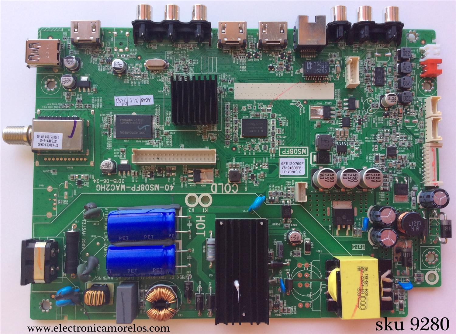 MAIN /FUENTE / (COMBO)  TCL   NUMERO DE PARTE V8-OMS08FP-LF1V028 (L1) / GFE120769F / V8-0MS08FP-LF1V028(L1) / MS08FP / 40-MS08FP-MAC2HG / MODELO  L32D2740