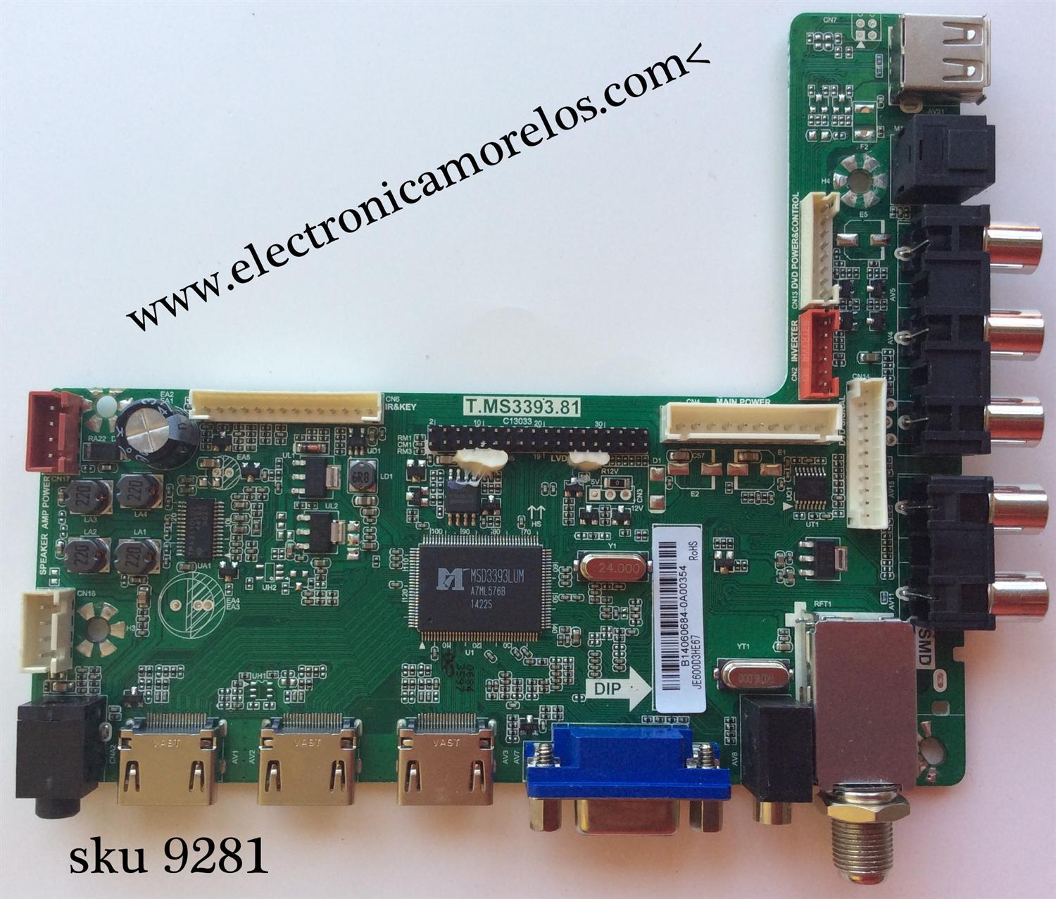 MAIN / ELEMENT B14060684 / JE600D3HE67 / T.MS3393.81 / MODELO ELEFW606	