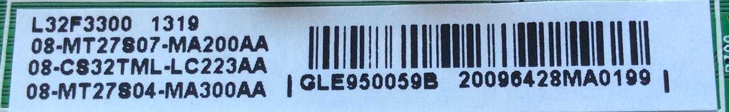 MAIN / TCL GLE950059B / V8-OMT2705-LF1V031 / MT27 / V8-0MT2705-LF1V031 / 40-MT2700-MAB2LG / 08-MT27S07-MA200AA / 08-CS32TML-LC223AA / 08-MT27S04-MA300AA / MODELO L32F3300	 - Imagen 2