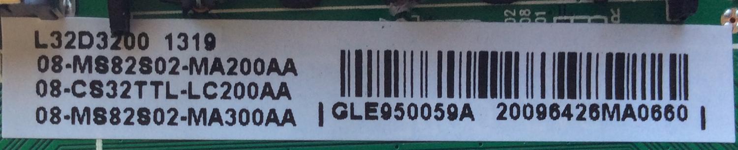 MAIN PARA TV TCL / NUMERO DE PARTE GLE950059A / 40-MS80S0-MAD2XG / MS82S / V8-OMS8202-LF1V021 / V8-0MS8202-LF1V021 / 08-MS82S02-MA200AA / 08-CS32TTL-LC200AA / 08-MS82S02-MA300AA / MODELO L32D3200 - Imagen 2