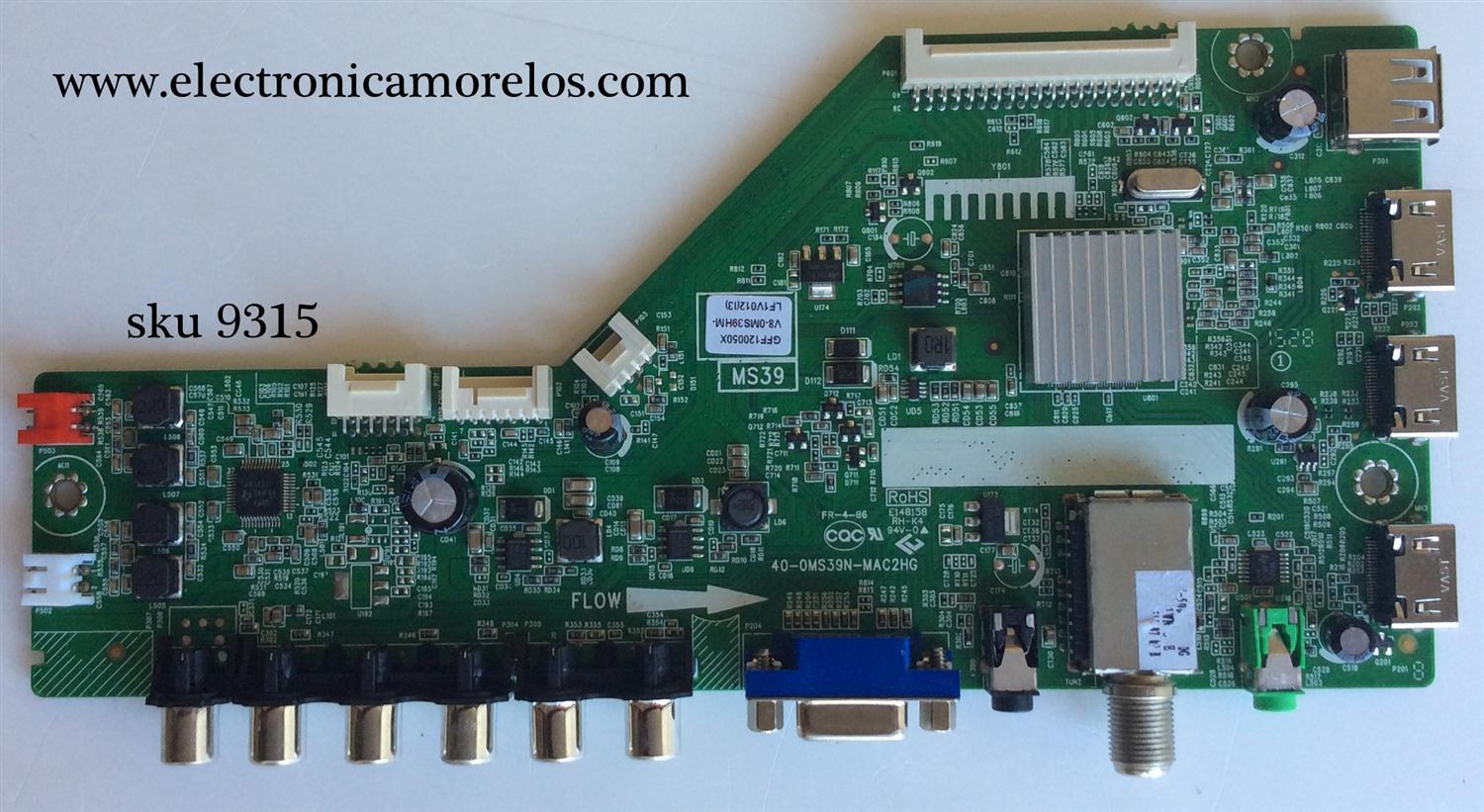 MAIN PARA TV TCL GFF120050X / 40-OMS39N-MAC2HG / V8-OMS39HM-LF1V012 / V8-0MS39HM-LF1V012 / MS39  / MODELO 40`` / ESTA TARJETA ES CHINA Y ES UTILIZADA EN VAREAS MARCAS Y MODELOS / ENTRA A DESCRIPCIÓN DEL PRODUCTO	