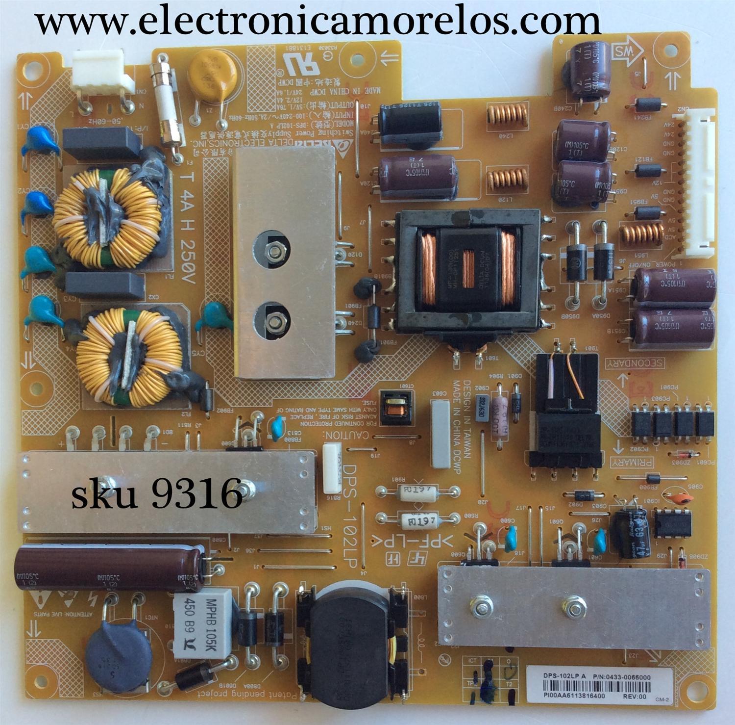 FUENTE DE PODER / SONY 0433-0066000 / DPS-102LP / DPS-102LPA / MODELO CECH-ZED1U / 24''	