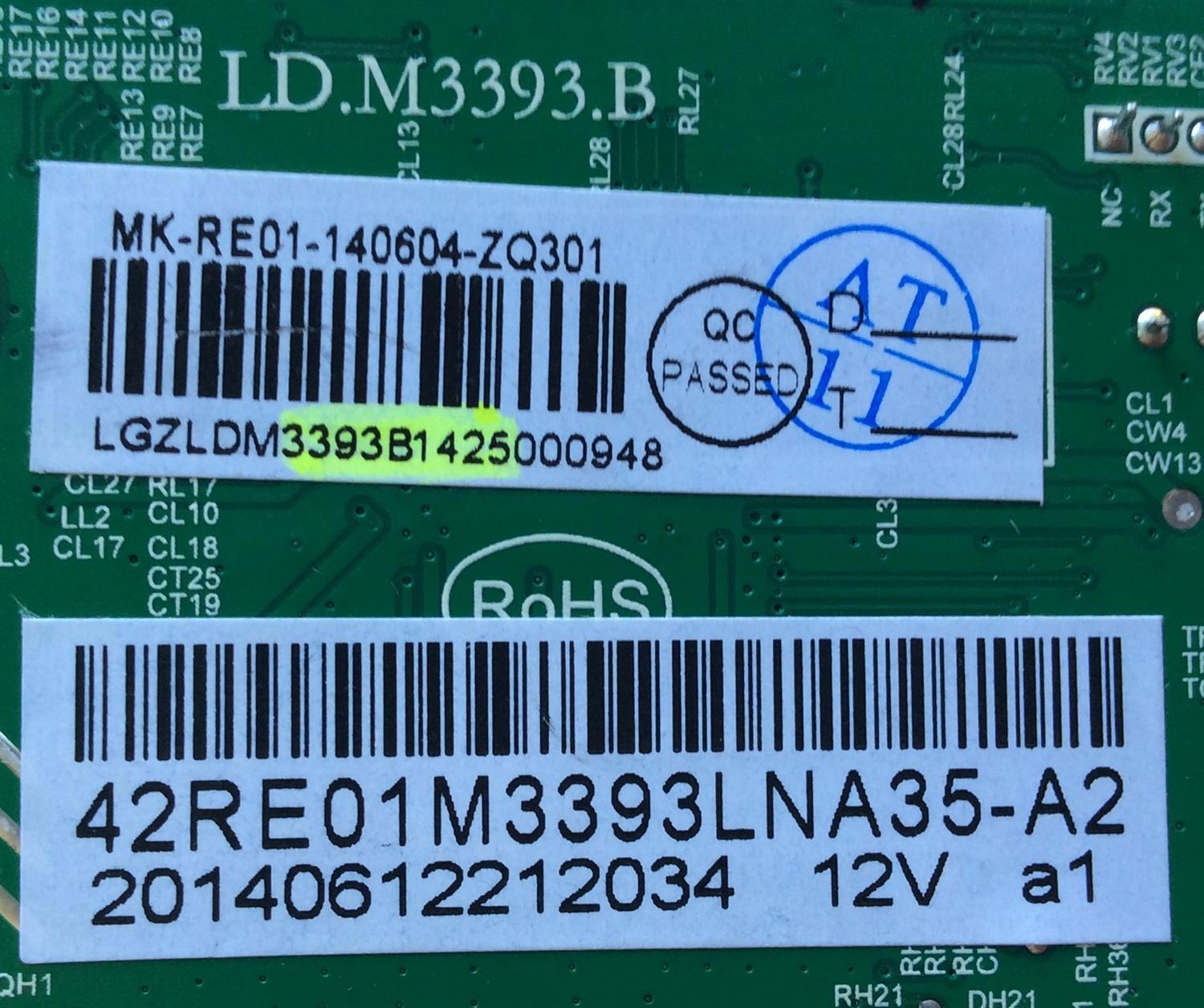 MAIN / TCL 3393B1425 / 0604-ZQ301 / 42RE01M3393LNA35-A2 / LD.M3393.B / MOSELO 42''	 - Imagen 2