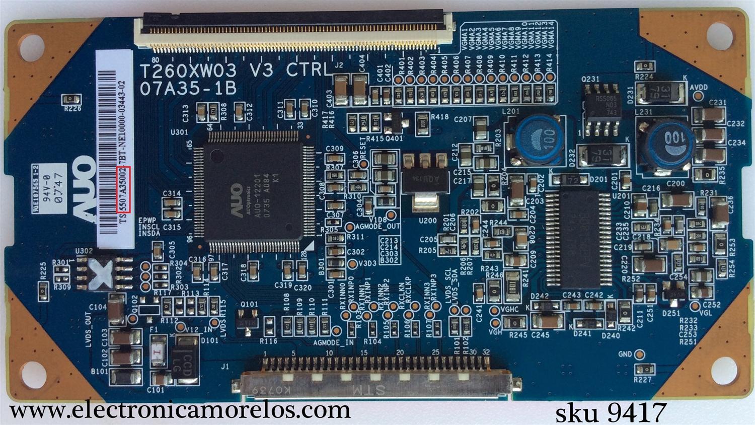 T-CON / LG 55.07A35.002 / 5507A35002 / T260XW03 V3 / 07A35-1B / MODELO 26LG30-UA / PANEL T260XW03 V.3	