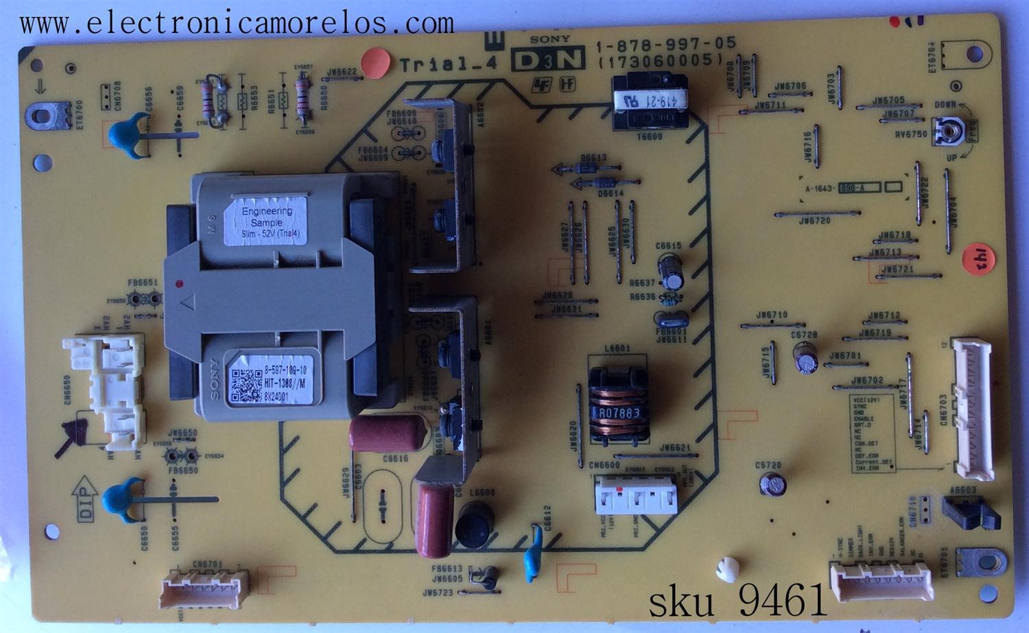 TARJETA D3N / SONY 1-878-997-05 / 173060005 / MODELO KDL52W5150	