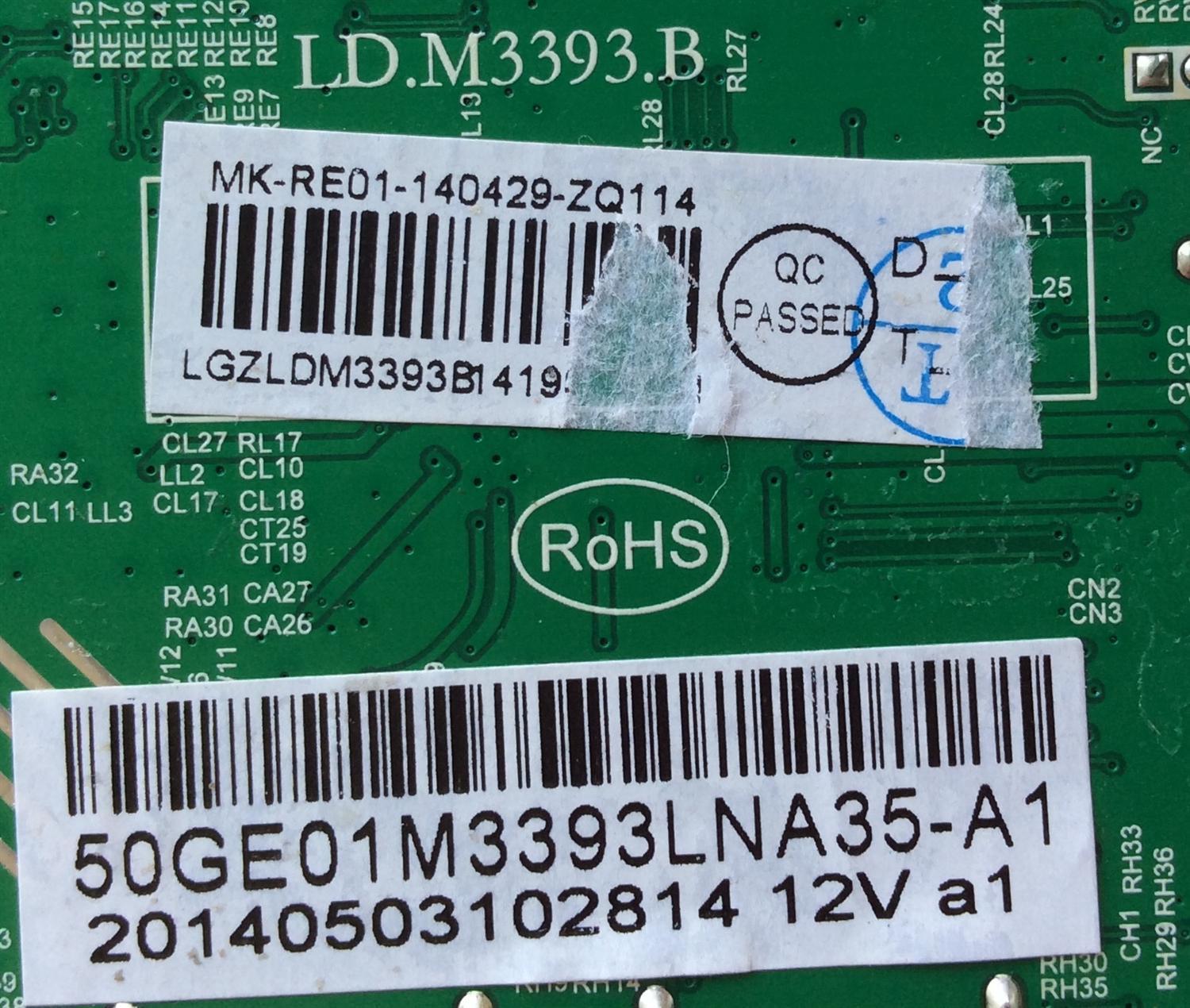 MAIN / RCA 50GE01M3393LNA35-A1 / LD.M3393.B / 0429-ZQ114 / MODELO LED50B45RQ / PANRL V500HJ1-PE8-12V	 - Imagen 2