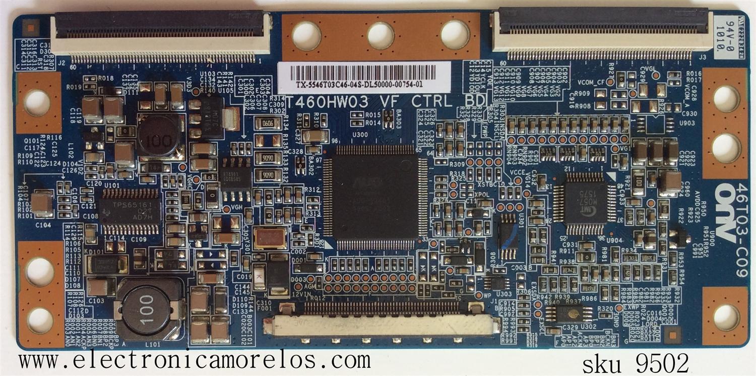 T-CON PARA TV RCA / SAMSUNG / NUMERO DE PARTE 5546T03C46 / T460HW03 / 46T03-C09 / 55.46T03.C46 / PANEL T460HW03 / MODELOS 46LA45RQ / LN46C530F1FXZA / LN46C550J1FXZA / LN46D550K1FXZA
