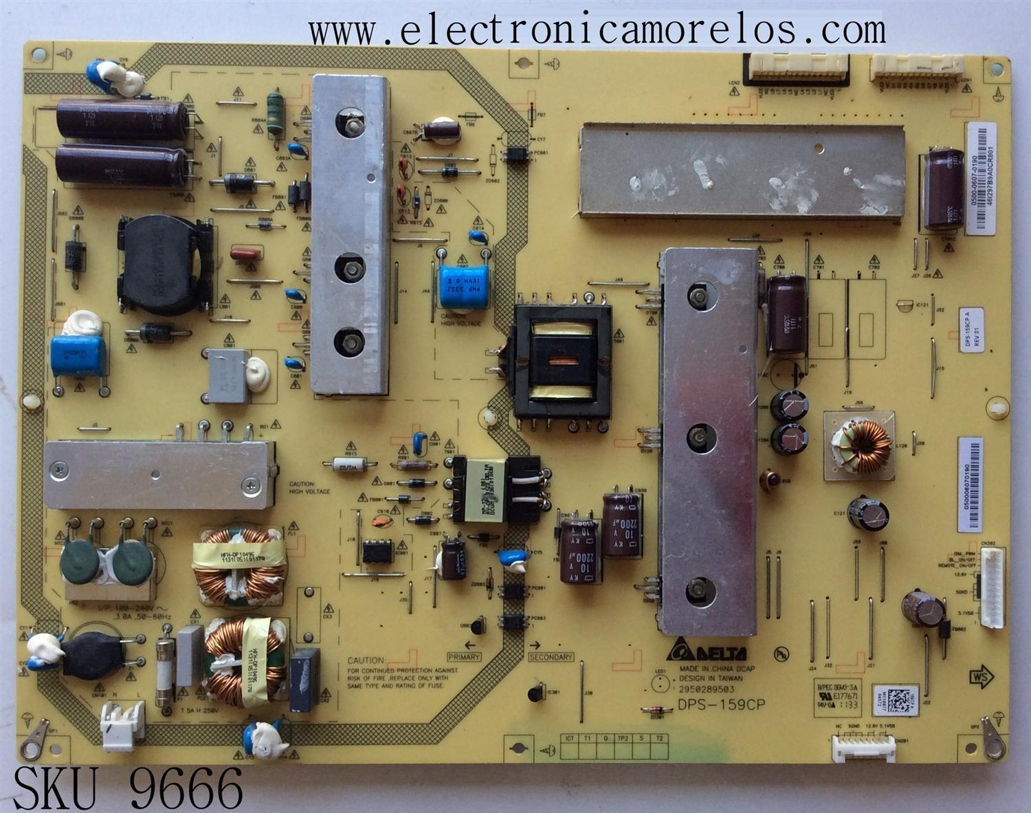FUENTE DE PODER / LG COV31149301 / 0500-0607-0190 / DPS-159CP / 2950289503 / SUSTITUTA CRB31196401 / MODELO 55LV4400-UA CUSYLH	
