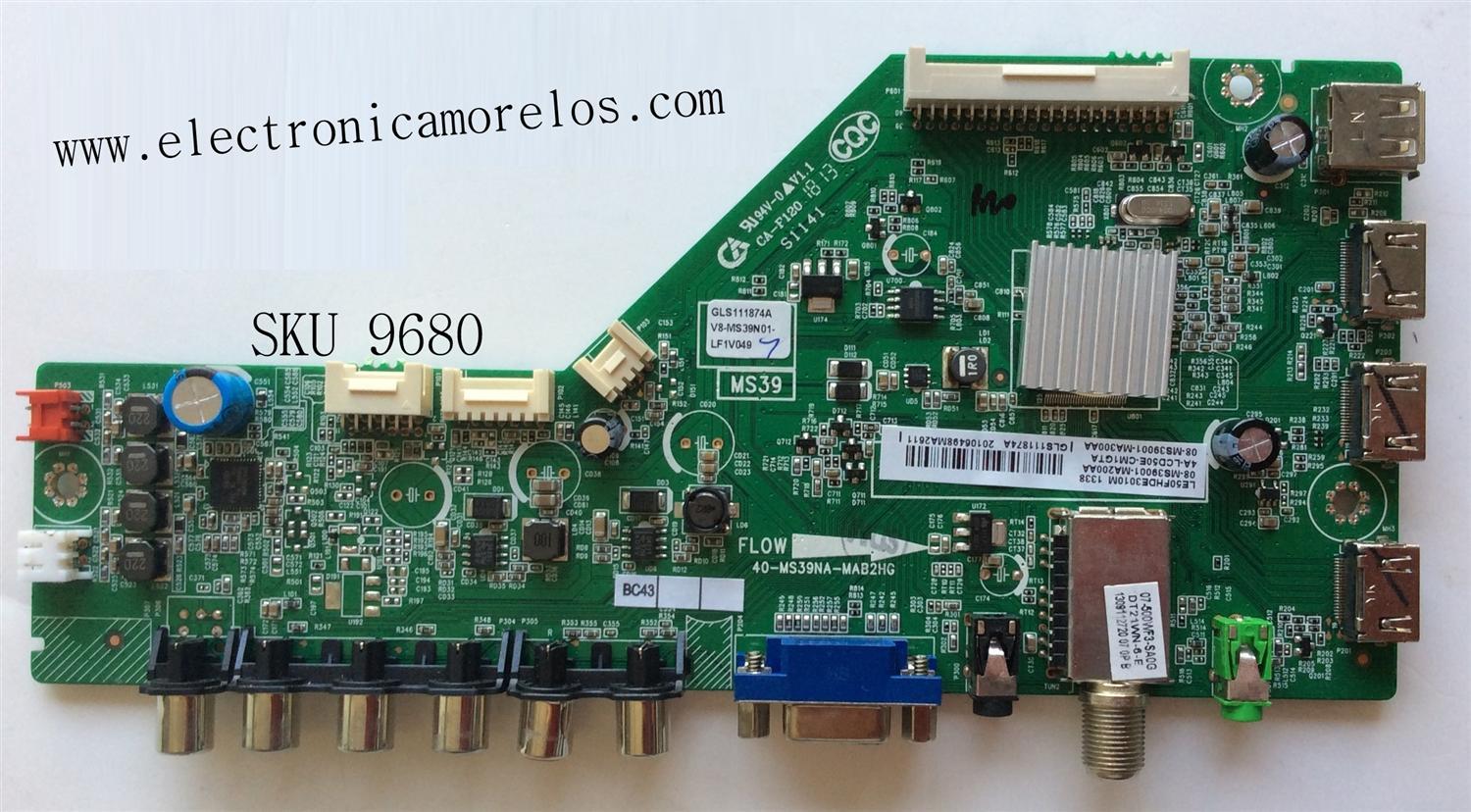 MAIN / TCL GLS111874A / V8-MS39N01-LF1V049 / 08-MS39001-MA200AA / 4A-LC50E-CMGTA / 08-MS39001-MA300AA /40-MS39NA-MAB2HG / MODELO LE50FHDE3010M	