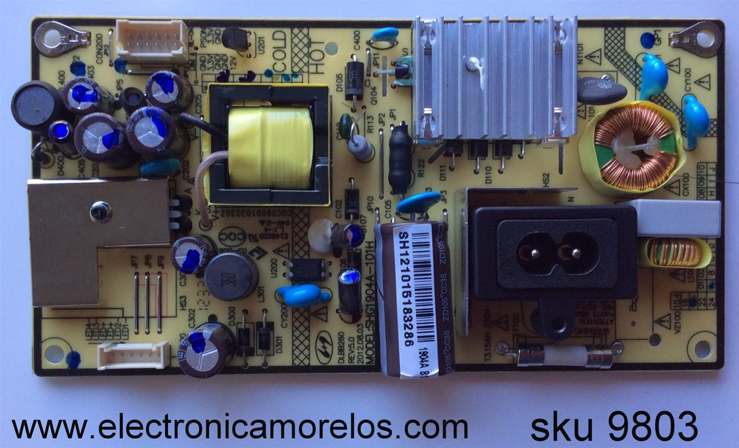 FUENTE DE PODER / TCL / EKT / 81-PBE019-PW1 / CQC09001032302 / SHG1904A-101H / MODELO SHG3904B-101H / MODELO LEKT19t3510