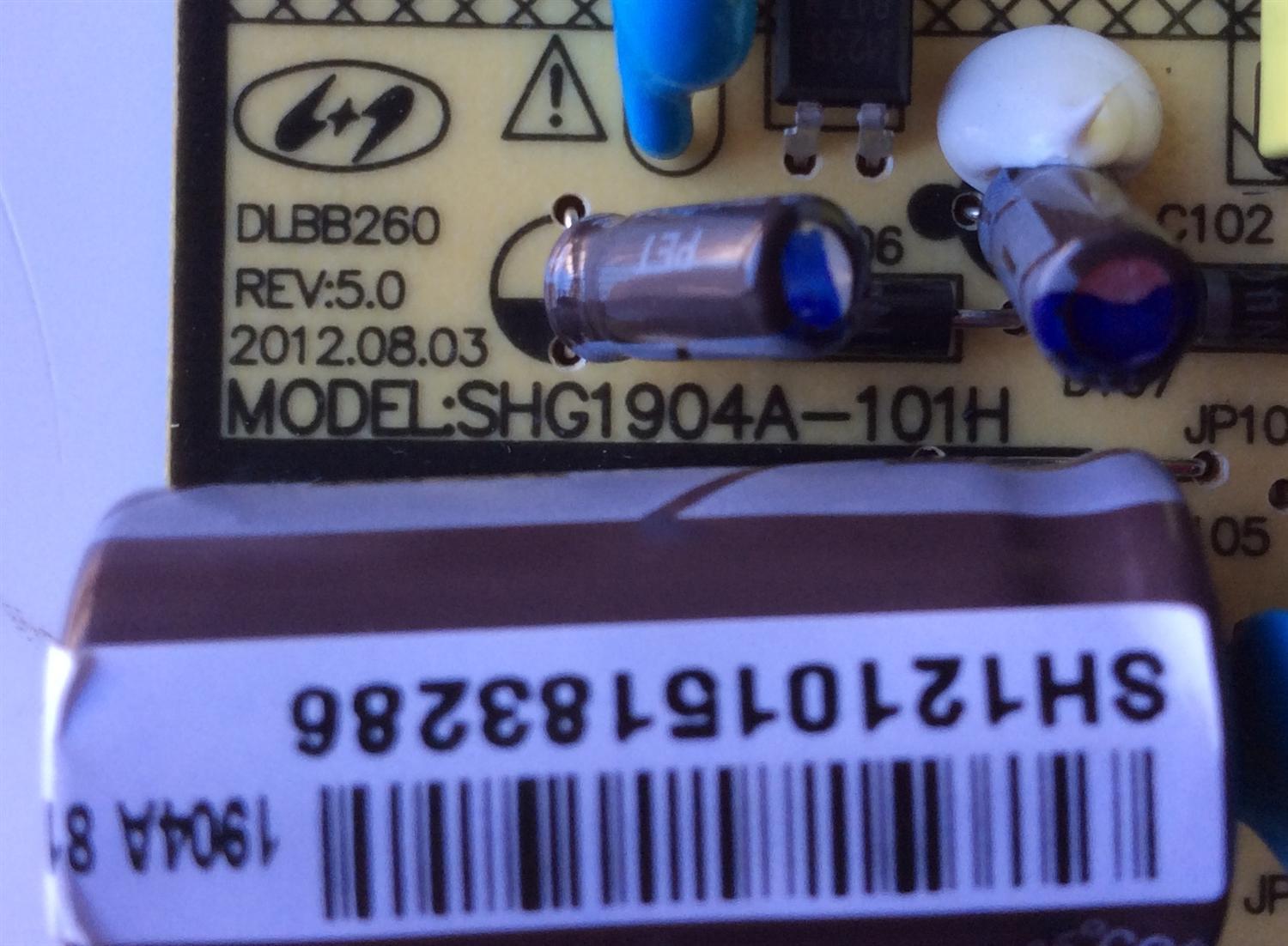 FUENTE DE PODER / TCL / EKT / 81-PBE019-PW1 / CQC09001032302 / SHG1904A-101H / MODELO SHG3904B-101H / MODELO LEKT19t3510 - Imagen 2