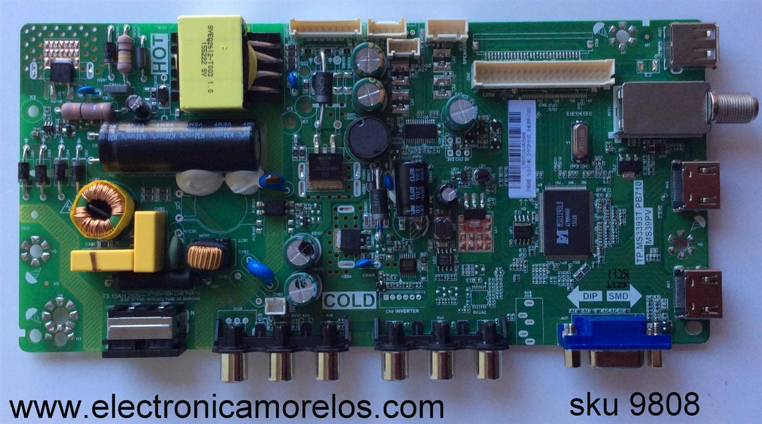 MAIN FUENTE  PIONEER L16011128 / IFF953480DE / T8-32LATL-MA2 / 02-SHY39V-CHLA02 / V8-MS39PVP-LF1V013 / TP.MS3393T.PB710 / MS39PV / MODELO PLE-3205HD