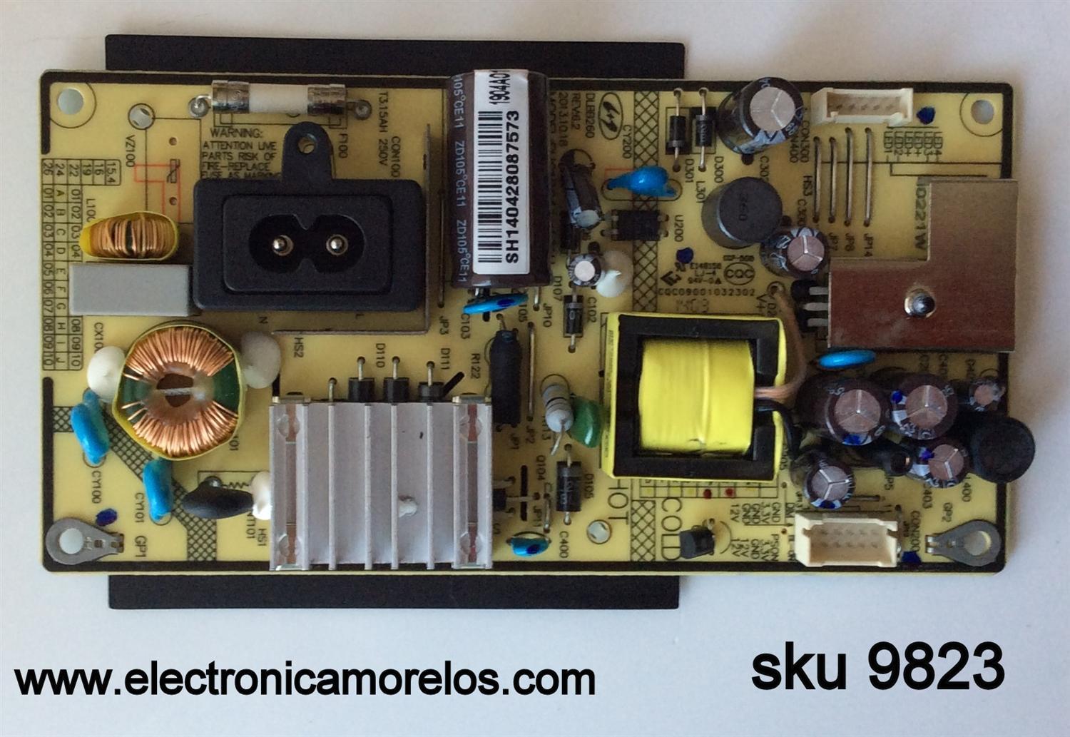 FUENTE DE PODER PARA TV TCL / NUMERO DE PARTE 81-PBE019-H01 / SHG1904A-101H / DLBB260 / CQC09001032302