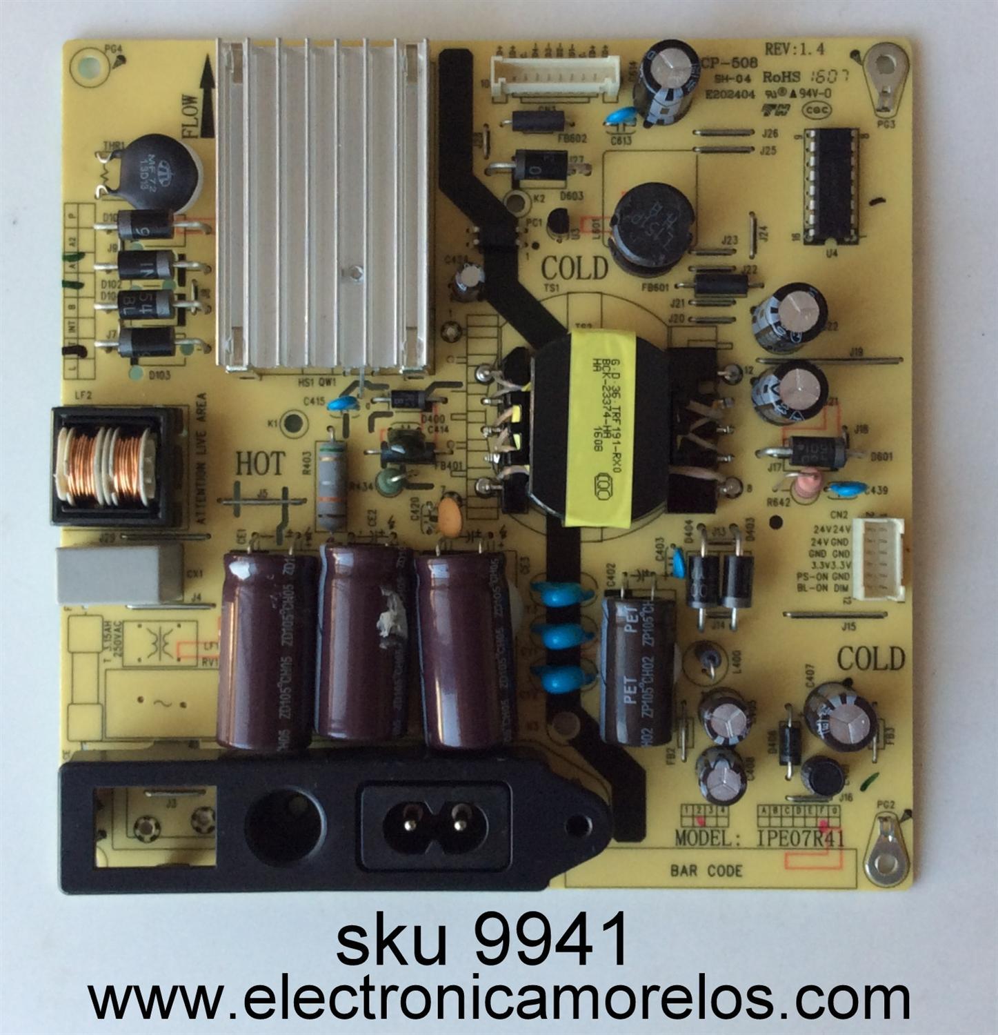 FUENTE DE PODER / TCL 81-PBE040-G92 / IPE07R41 / CCP-508 / E202404	