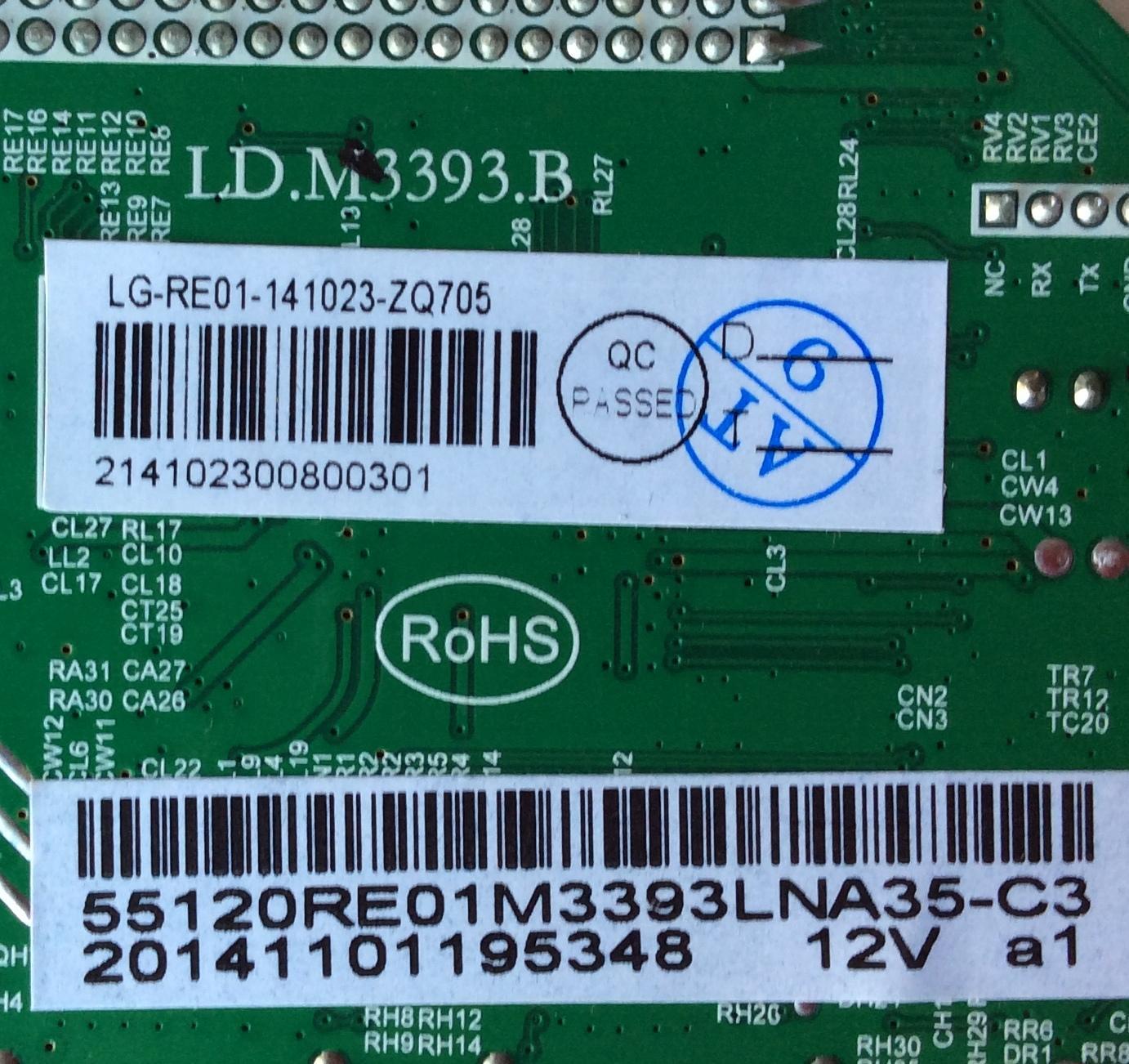 MAIN PARA TV RCA / NUMERO DE PARTE 55120RE01M3393LNA35-C3 / LD.M3393.B / RE01-141023-ZQ705 / 20141101195348 / PANEL T550HVN01.8-12V / MODELO LED55C55R120Q - Imagen 2