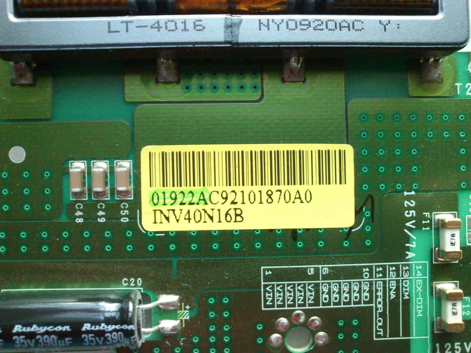 BACKLIGHT INVERSOR SAMSUNG LJ97-01922A / SSI400_16T01  / MODELO TOSHIBA 40RV525R - Imagen 2