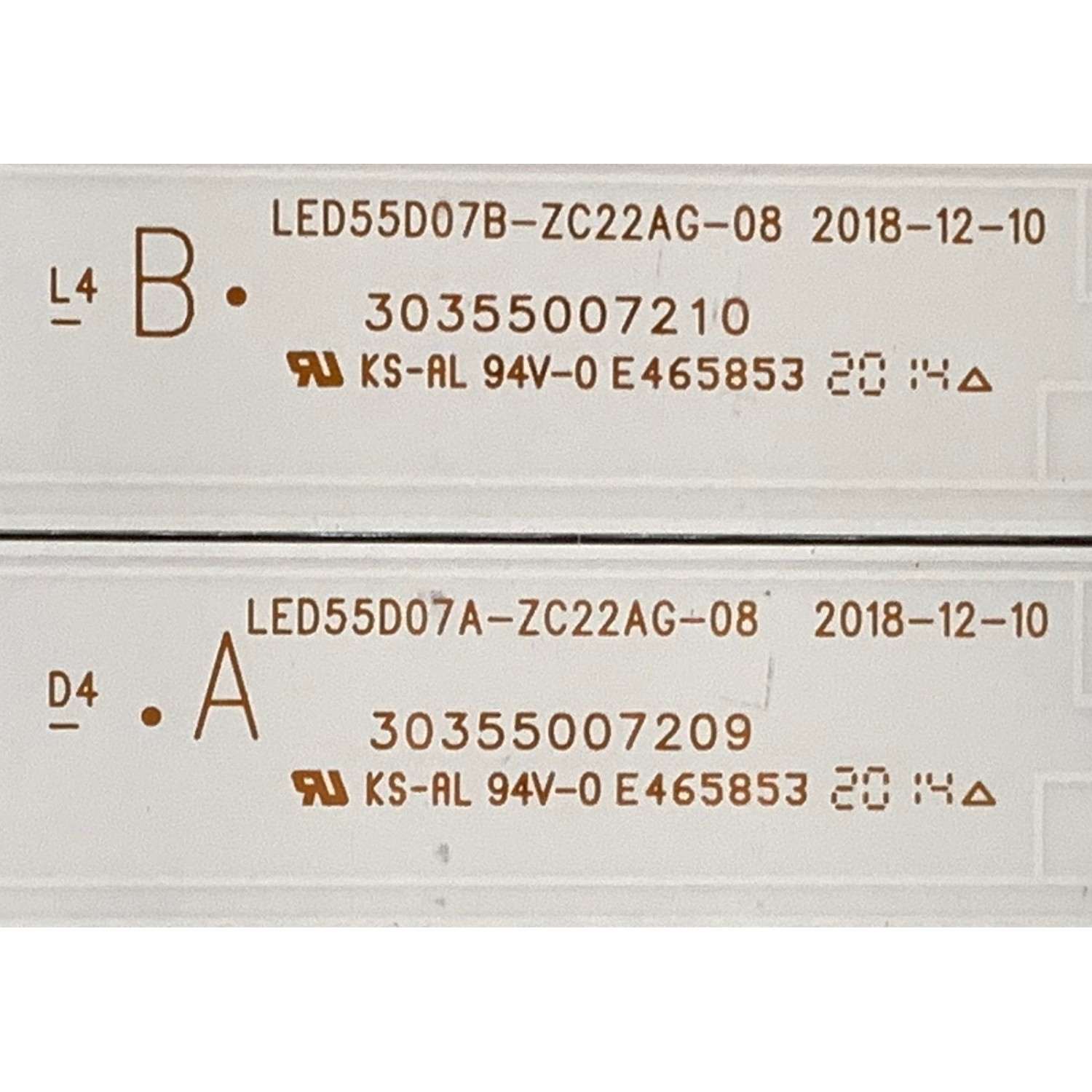 KIT DE LED'S PARA TV RCA ( 10 PZ ) / NUMERO DE PARTE 30355007209 / 30355007210 / LED55D07B-ZC22AG-08 / LED55D07A-ZC22AG-08 / E465853 / 55000M86 / 55000M87 / MODELO RTRQ5522-US - Imagen 3