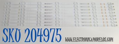 KIT DE LEDS ORIGINAL PARA TV VIZIO 8 PIEZAS / NUMERO DE PARTE 303GC650056CD / GC65D07-ZC46AG-11CD / 2300022223 / 70401-01792 / GC650M30 / 231022AC02 / PANEL BOEI650WQ1 / DISPLAY HV650QUB-F72 REV.1.0 / MODELO V655-J04