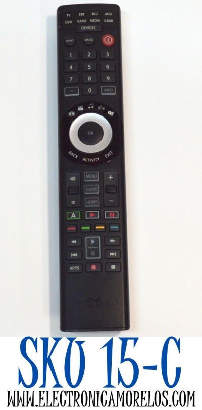 CONTROL REMOTO ORIGINAL ONE FOR ALL SMART PARA CONSOLIDAR HASTA 8 DISPOSITIVOS DIFERENTES INCLUYENDO TELEVISORES/BARRAS DE SONIDO/REPRODUCTORES MULTIMEDIA/CONSOLAS DE JUEGOS / NUMERO DE PARTE MG3-11-7880 / 11-7880 R00 / URC7880 / URC 7880 / P15058-C1