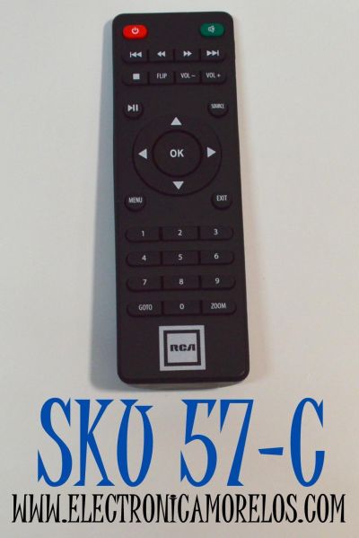CONTROL REMOTO ORIGINAL RCA SE UTILIZA COMUNMENTE CON PROYECTORES DE CINE EN CASA/SISTEMAS DE AUDIO Y VIDEO/COMPATIBLE CON UNA GAMA DE DISPOSITIVOS RCA INCLUYENDO PROYECTORES LED MINI Y REPRODUCTORES DVD / NUMERO DE PARTE RPJ133-B /RPJ143 /RPJ133 / RPJ129