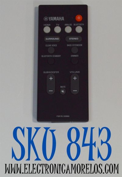 CONTROL REMOTO ORIGINAL YAMAHA PARA BARRA DE DE SONIDO / PERMITE CONTROLAR FUNCIONES COMO HDMI / TV / ANALOGO /BLUETOOTH / NUMERO DE PARTE FSR70 / YAS-107 / FRS78 / ZV28960 / YAS-106 / YAS-207 / ATS-1060 / ATS-1070 / ATS-2070