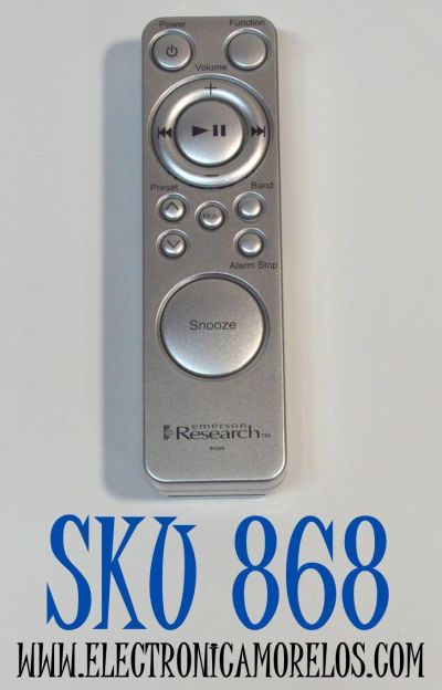 CONTROL REMOTO ORIGINAL EMERSON RESEARCH PARA PRODUCTOS ELECTRONICOS DE CONSUMO COMO RADIOS / REPRODUCTORES DE CD / SISTEMAS DE AUDIO / BASES PARA iPOD / NUMERO DE PARTE RC200 / IC200