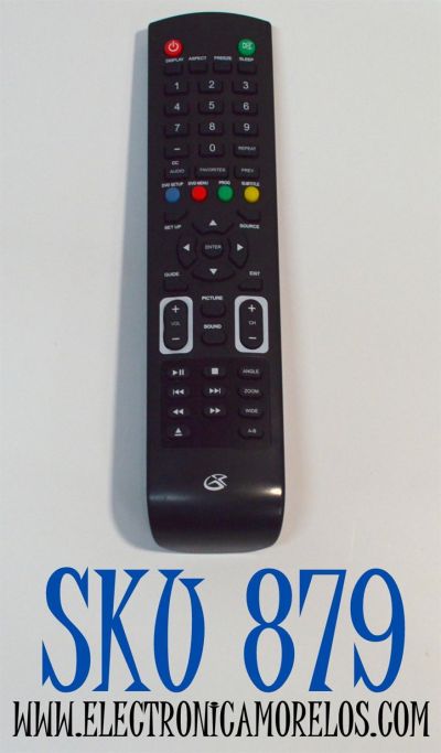 CONTROL REMOTO ORIGINAL GPX PARA TV/DVD / NUMERO DE PARTE KT1252 / KT1252-XLF / MODELO TE3219B / TDE3274WP / TDE3254BU / TE2382B / TE1982B / TD2420AB / TE1982 / TE3213B / TDE4255B