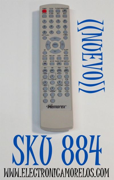 CONTROL REMOTO ORIGINAL NUEVO MEMOREX PARA REPRODUCTOR DVD / CUENTA CON FUNCIONES BASICAS DE TV / NUMERO DE PARTE VC532237 / 0094013916M / 076R0JT010 / RCNN83 / RM-242 / SE-R0213 / MODELO MVD2015 / MVD2016 / MVD2047 / MVD2037 / MVD2022/MVD2020 / MVD2042 