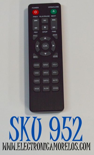 CONTROL REMOTO PARA REPRODUCTOR DE DVD/BLUE-RAY / COMPATIBLE CON VARIOS MODELOS Y VARIAS MARCAS / NUMERO DE PARTE GS-R29A / DVP-506 / DP8001