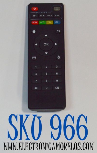 CONTROL REMOTO PARA CONTROLAR LA TV BOX A TRAVES DE INFRARROJOS / COMPATIBLE CON VARIAS CAJAS DE TV ANDROID / FUNCIONA CON MUCHAS TV BOX GENERICAS DE LAS SERIES MXQ / X96MINI / T95N / M8S / M9C / H96 / V88