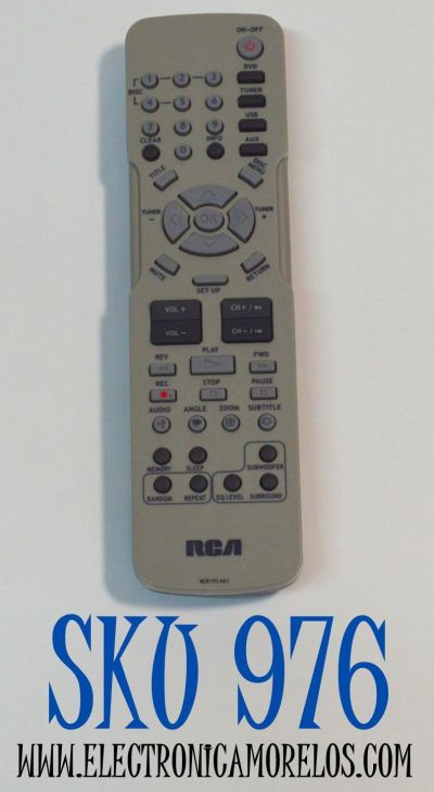 CONTROL REMOTO ORIGINAL RCA PARA SISTEMAS DE CINE EN CASA / REPRODUCTORES DE DVD / NUMERO DE PARTE RCR192AA1 / RCR192AB1 / MODELO RTD206 / RTD207 / RTD209 / RTD217 / RTD258 / RT2760 / RT2770 / RT2870 / RT2870A / RT2906 / RT2910 / RTD315W / RTD316W