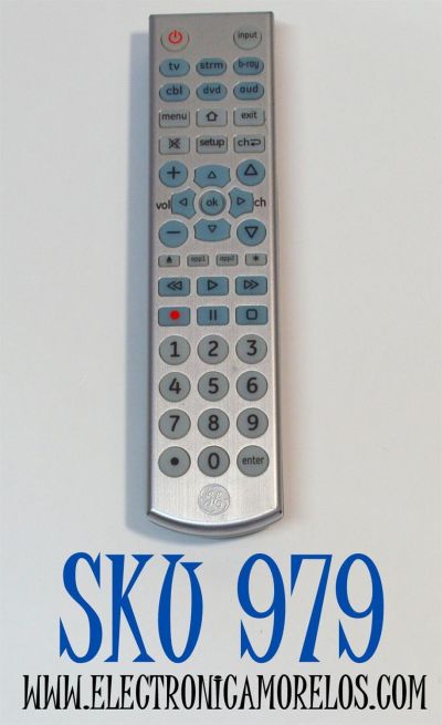 CONTROL REMOTO ORIGINAL GE /NUMERO DE PARTE SRC-4516 /33712 6177 CL5 / 33712 6177 CL6/6177 33712-CL4 /PUEDE CONTROLAR HASTA 6 DISPOSITIVOS DE DIFERENTES MARCAS INCLUYENDO TELEVISORES/ REPRODUCTORES B-RAY/DVD /RECEPTORES DE CABLE Y AUDIO