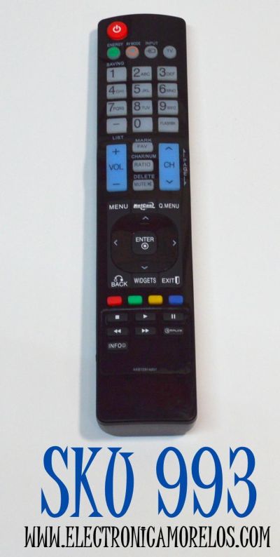 CONTROL REMOTO PARA TV LG / NUMERO DE PARTE AKB72914207 / AKB72914036 / AKB75675304 / AKB74115501 / AKB73756504 / MODELO 60PH6700 / 50LF5800UB / 60LA8600 / 32LF5800UA / 42LF800UA / COMPATIBLE CON VARIOS MODELOS DE TELEVISORES LG / SMART TV / LED/ LCD