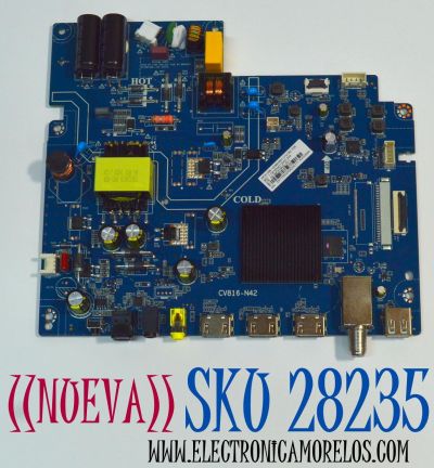 MAIN FUENTE COMBO ORIGINAL NUEVA PARA TV JVC HD ROKU TV / NUMERO DE PARTE 02-3MT816A32-J01T / CV816-N42 / V8-MR16K01-LF1V1352 / 7.D816N4212000.3A9 / MODELO SI32RF