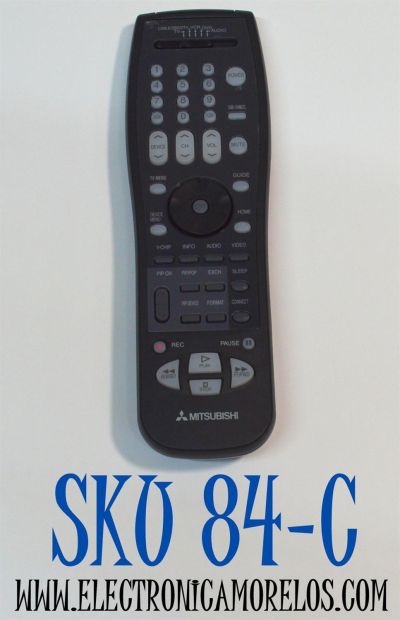 CONTROL REMOTO ORIGINAL DE TV MITSUBISHI ES COMPATIBLE CON VARIOS MODELOS DE TV MITSUBISHI Y ESTA DISEÑADO PARA CONTROLAR FUNCIONES DE TV/DVD/VCR/AUDIO/DTV/CBLE/DBS / NUMERO DE PARTE UR76EC1603-4/ EUR7646Z60/290P123A10 / MODELO LT-40164/WD-60738/WD-82838