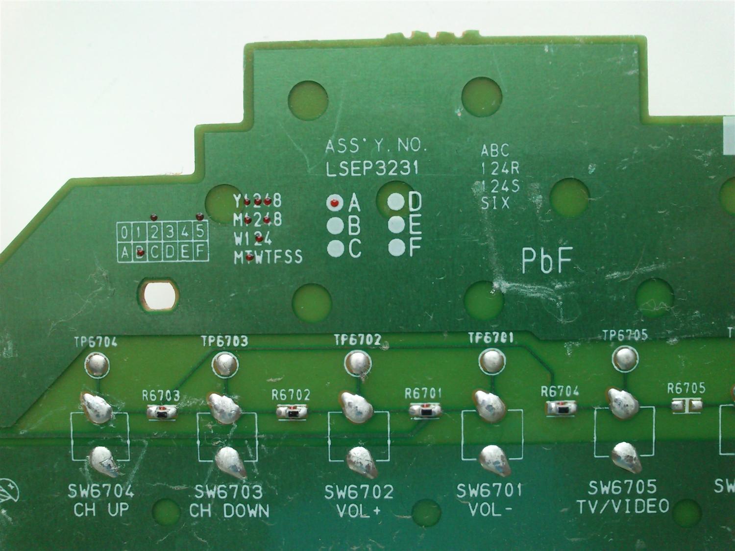 TARJETA SWICH CON ENTRADA DE A/V  / PANASONIC DLP LSJB3231-1 / LSEP3231-A / MODELO PT-56LCZ70 - Imagen 2